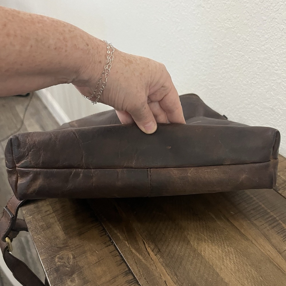 Handmade Crossbody Purse 100% Full‎ Grain Brown Leather Rustic - Picture 11 of 12